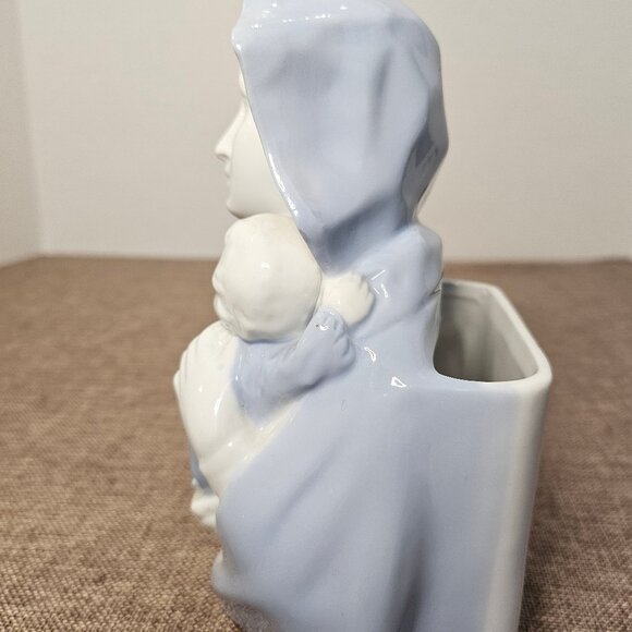 Madonna and Child Figurine Reginart Blue and White Porcelain Planter Mother Mary - Picture 2 of 11